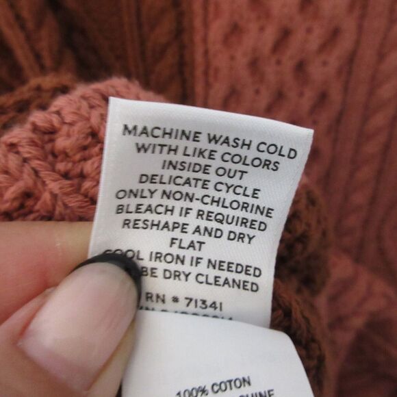 LL Bean‎ Signature Sweater Small Fisherman Cable Knit Zipper Tunic Colorblock - Picture 7 of 11